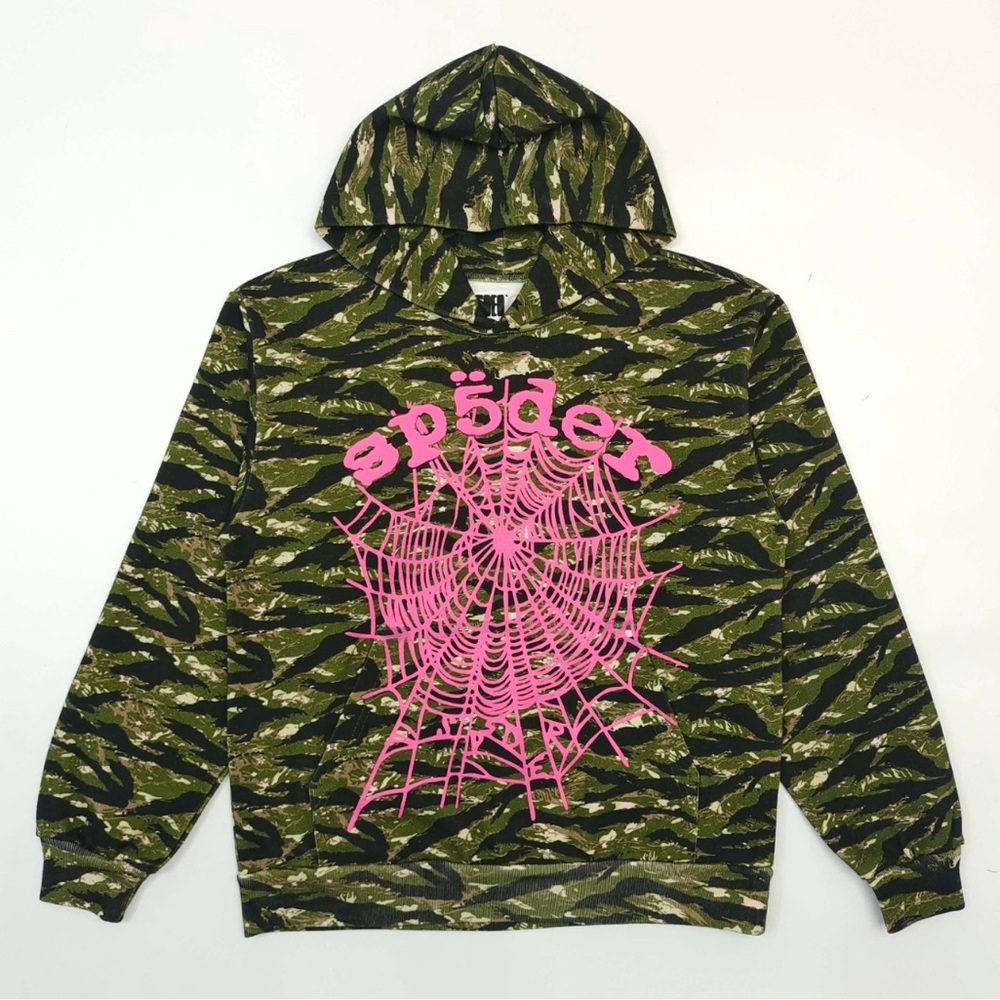 Men's Camouflage Hoodie - Pink and Green